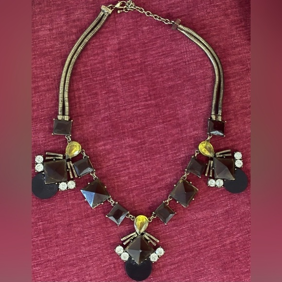 Vintage Jewelry - Vintage Sohi Denise gold costume statement necklace with yellow and brown stones